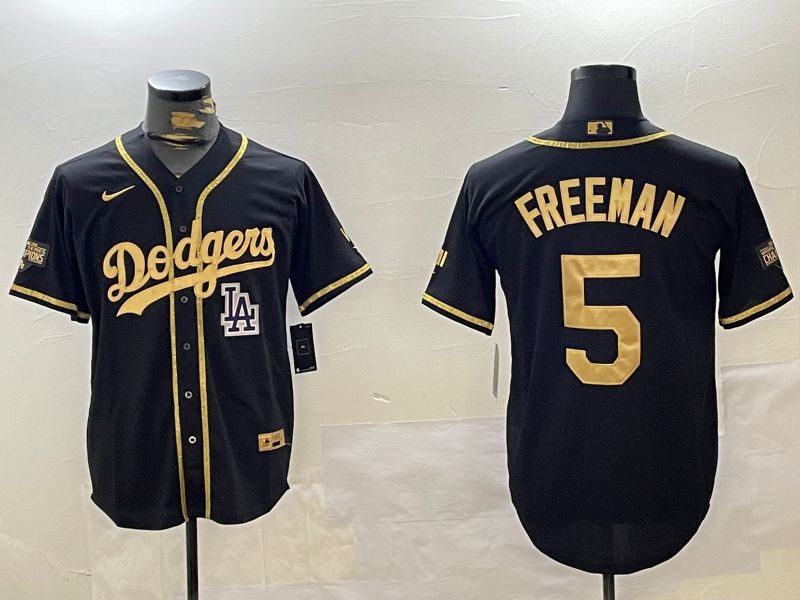Men Los Angeles Dodgers #5 Freeman Black Gold Fashion Nike 2024 MLB Jersey style 1120->los angeles dodgers->MLB Jersey